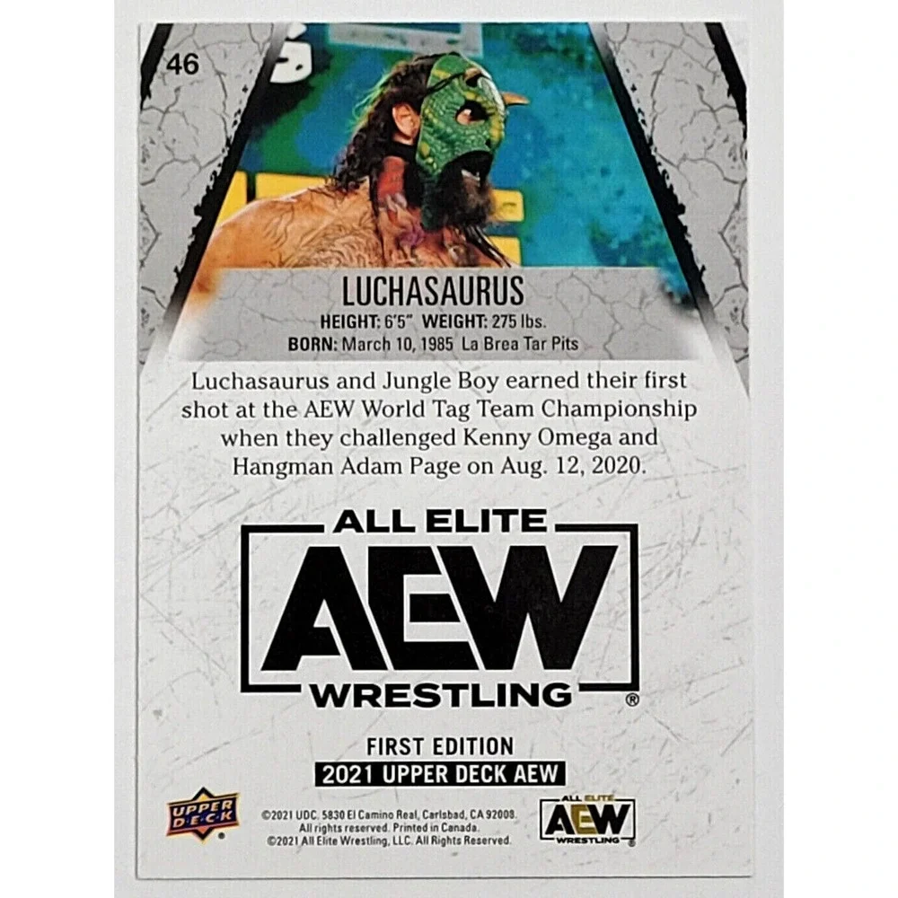 2021 UPPER DECK AEW JAZWARES UNMATCHED YELLOW PARALLEL -‎ LUCHASAURUS